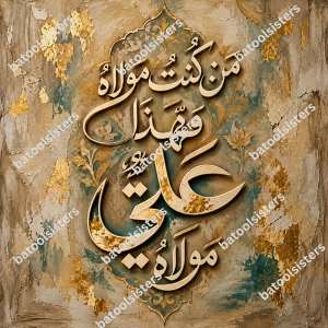 Man Kuntu Mawla Islamic Calligraphy Wall Art – Imam Ali (A.S.) – 14 × 14 Inch Square Unframed Digital Download